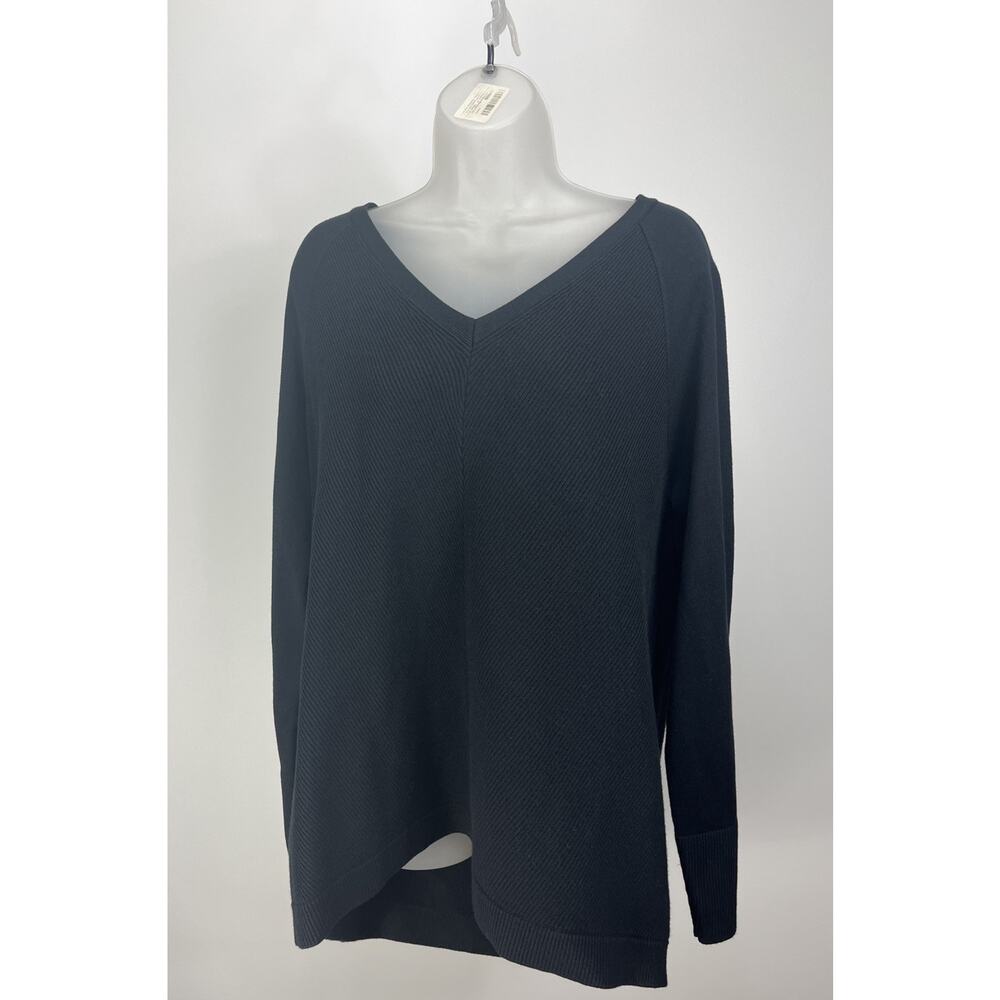 NWT Talbots womens black sweater size XL ribbed long sleeve v neck